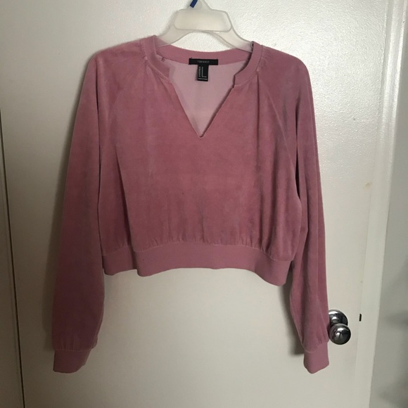 Velvet Sweatshirt Crop Top - Picture 2 of 2